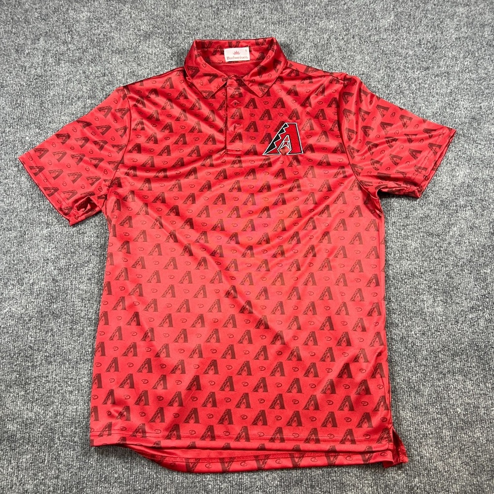 Budweiser Father's Day Polo Shirt Mens Large Red Arizona Diamondbacks MLB Logo